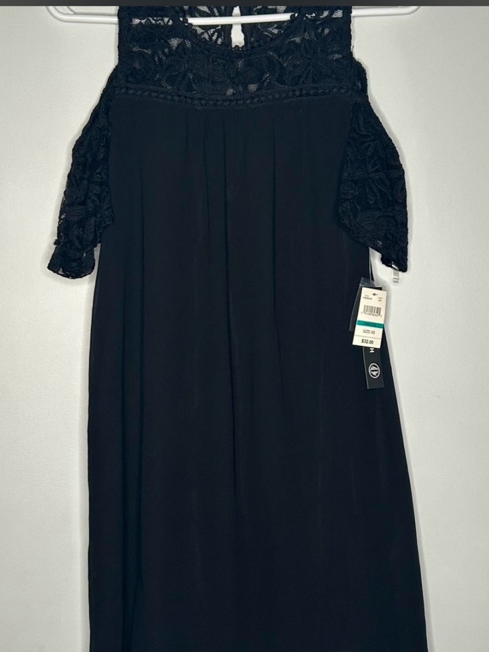 NWT As U Wish Black Lace Cold-Shoulder Mini Dress